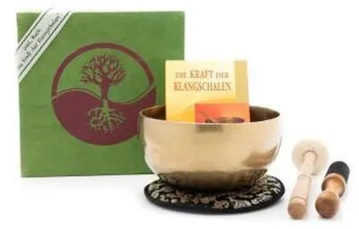 Produktbild von Großes Klangschalen-Geschenk-Set, Yin-Yang grün/braun