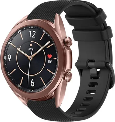 Produktbild von Strap-it Samsung Galaxy Watch 3 41mm Luxus- Silikonarmband (Schwarz)