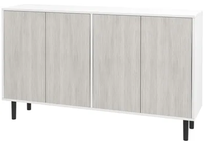Produktbild von Kš¹chen-Sideboard mit 2 Schr?nken und verstellbaren Einlegeb?den, 121 x 37 x 75 cm, wei?-graue Holzoptik