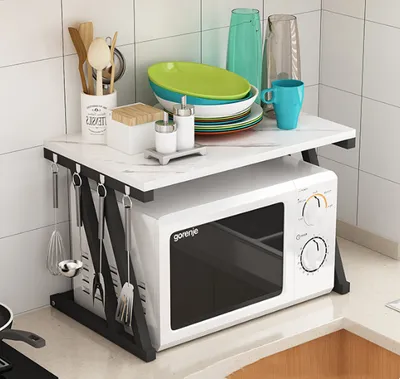 Produktbild von Mikrowellenhalter Küchenregal Mikrowelle Regale Rack Organizer 57x38x38cm (Z-typ)
