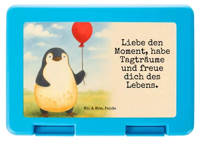 Produktbild von Mr. & Mrs. Panda Lunchbox Pinguin Luftballon Design - Weiß - Geschenk, Neustart, Bentobox, Vorratsdose, Liebe, Vesperbox, Bento Box, Geschenkidee, Essensbox