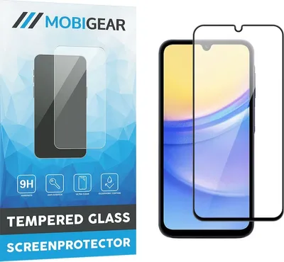 Produktbild von Mobigear Premium Samsung Galaxy A15 Panzerglas Gehärtetes Glas Displayschutz - Hüllenfreundlich - Schwarz