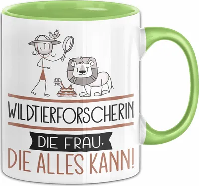 Produktbild von Wildtierforscherin Geschenk Tasse Becher Die Frau Die Allen Kann Geschenkidee für eine Wildtierforscherin Lustig (Grün)
