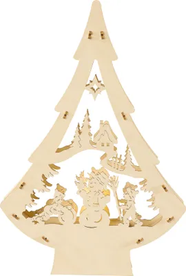 Produktbild von LED-Lichterbaum Deko Holz Schneemann 30 cm warmweiß