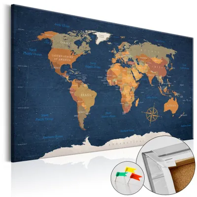 Obrázek produktu pro Korkový obraz z netkané textilie - Inkoustové oceány 120x80 cm Karty k-C-0048-p-b