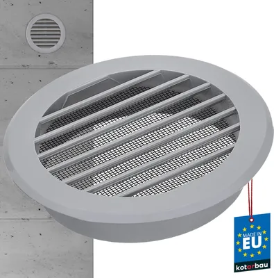 Zdjęcie produktu dla KOTARBAU® Kratka wentylacyjna ? 100 mm Kratka wentylacyjna z siatka przeciw owadom Okragla kratka wentylacyjna Szara Plastikowa kratka koncowa do kanalu wentylacyjnego wywiewnego i nawiewnego Przylacze rurowe Kratka zaluzjowa