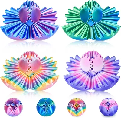 Productafbeelding van Gear Ball 3D-bedrukt fidget-speelgoed - Draaibare tandwielbal - Stressvermindering - Cadeau voor Kerstmis 4 verpakkingen