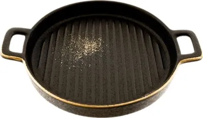 Produktbild von Elegante Servierteller mit Goldrand & praktischen Griffen - ø16 x 3 cm Schwarz