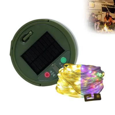 Produktbild von Campinglampen 10 m, tragbare 3-in-1 Lichterkette für Outdoor, Solar- & USB-Ladefunktion, 8 Lichtmodi, ideal für Camping, Garten und Reisen