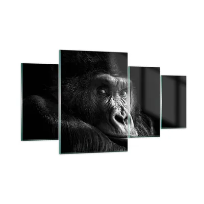 Produktbild von Bilder auf glas - 4 Teile - Affe Gorilla Porträt - 160x90cm - Glasbilder - Wandbilder - Bilder - zum Aufhängen bereit - Wanddekoration aus Glas - Glas Bilder - Wandbild auf Glas - GDL160x90-5007