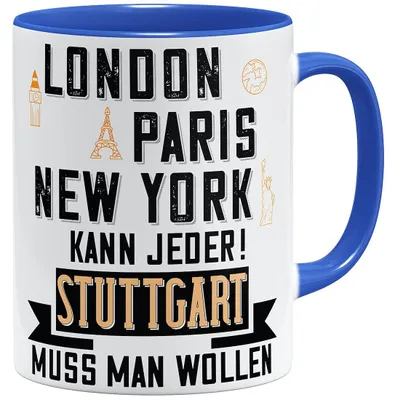 Kaffeebecher Stuttgart, Keramik, 325 ml, königsblau