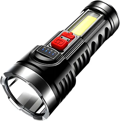 Image de Lampe Torche LED COB Noire - Multifonctionnelle et Rechargeable KP40346