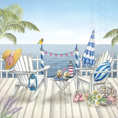Produktbild von 20 Servietten Sea view - Terrasse zum Meer 33x33cm