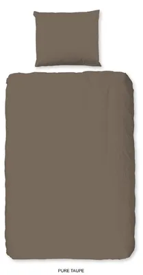 Zdjęcie produktu dla Komplet pościeli "Uni" – kolor taupe – (140x200/220 cm) – wykonany z mikrofibry