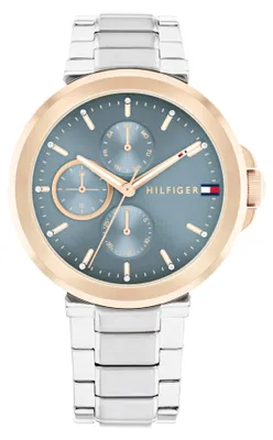 Produktbild von Tommy Hilfiger Multi Zifferblatt Quarz Uhr für Damen mit Silbernes Edelstahlarmb