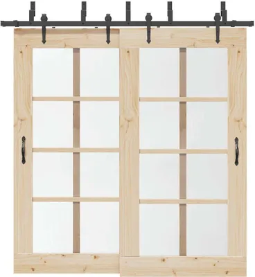 Image de Kit de quincaillerie de porte coulissante 213,5 cm acier noir