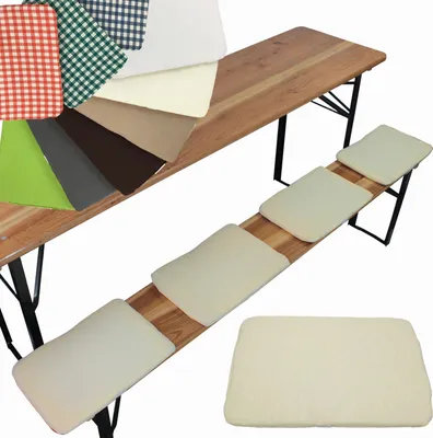 Produktbild von NYVI Bierbank Sitzkissen 36x25 cm NYVIGala 4er Set Ecru - Komfortable Sitzpolster für Bierbänke - Bierbankkissen mit elastischer Klettband Befestigung - Polster Bierzeltgarnitur