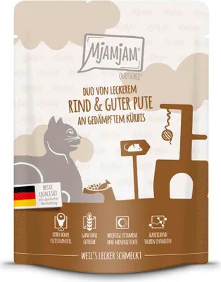 Produktbild von MjAMjAM Cat - Leckere Mahlzeiten Pouchbeutel 6x300g | Rind & Pute