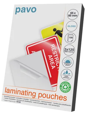 Zdjęcie produktu dla folia do laminacji pavo, 65 x 95 mm, błyszcząca, 250 mic