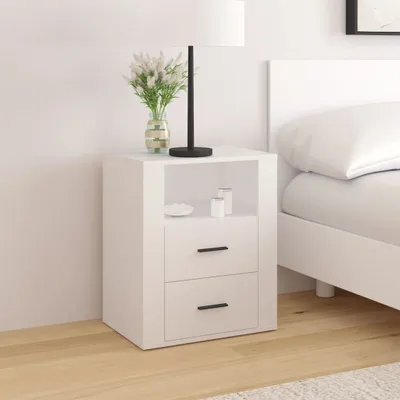 Produktbild von The Living Store Nachttisch Weiß 50x36x60 cm Holzwerkstoff