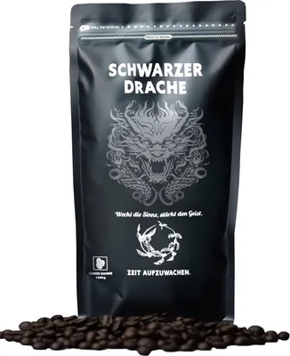 Produktbild von Schwarzer Drache Espresso 100% Robusta - Geröstete Kaffeebohnen extra stark - Sehr kräftiger und vollmundiger Kaffee mit hohem Koffeingehalt - Sehr starker Espresso