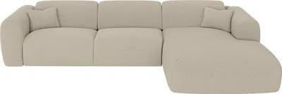 Produktbild von Ecksofa mit Express-Schlaffunktion - Ecke rechts - Stoff meliert - Beige - POGNI
