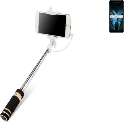 Produktbild von K-S-Trade Selfie Stick kompatibel mit Blackview BV5100 Pro Selfiestick kabelgebunden Monopod mit Kabel Stab Stange Selfportrait Handheldstick schwarz