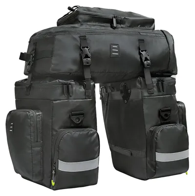 Imagen del producto de Bolsa para bicicleta 3 en 1, impermeable, de gran capacidad, con funda para la lluvia, para portaequipajes