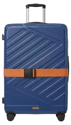 Immagine prodotto di Valigia rigida per bagaglio a mano con lucchetto TSA e cinghia di fissaggio | Blu | 36x20x55 cm