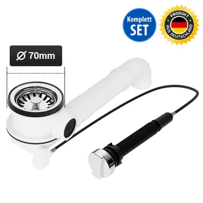 Produktbild von Siebkorbventil 70 mmØ mit Drehexcenter Raumschaffer Bowdenzug für Spüle