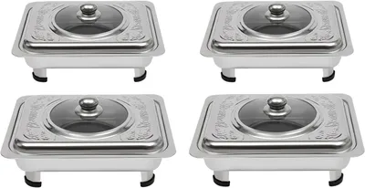 Obrázek produktu pro Sada stolních ohřívacích nádob, 4 kusů, nerezová ocel, odolná proti korozi, vhodná pro catering