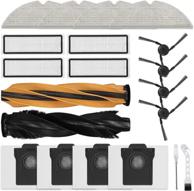 Produktbild von Zubehör Ersatz für Dreame D20 Pro Plus Saugroboter, 1 Hauptbürste, 4 HEPA Filter, 4 Seitenbürsten, 4 Wischtücher, 4 Staubbeutel, 1 Reinigungsbürste