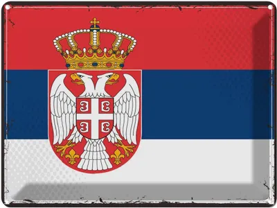 Produktbild von vianmo Blechschild 30x40 cm Serbiens Retro Serbia Flagge Fahne Wappen