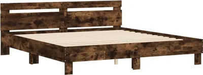 Zdjęcie produktu dla Rama łóżka z wezgłowiem, przydymiony dąb, 160x200 cm