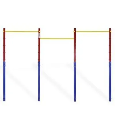 Produktbild von CCLIFE  Reckstange Outdoor Turnreck dreifache Turnstange höhenverstellbar bis 150 kg Rot-Blau