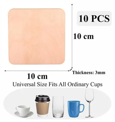 Zdjęcie produktu dla Zestaw drewnianych podstawek pod świeczki 10 sztuk, 10 x 10 cm, wielokrotnego użytku