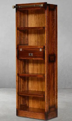Produktbild von Casa Padrino Luxus Vintage Stil Bücherschrank Braun / Messing 60 x 34 x H. 185 cm - Massivholz Wohnzimmer Schrank - Büro Schrank - Wohnzimmer Möbel - Büro Möbel - Luxus Vintage Stil Möbel