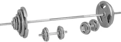 Produktbild von GORILLA SPORTS® Hantelset 100kg - 18 Gusseisen Hantelscheiben, Langhantelstange 170cm, Kurzhanteln, 30mm, Sternverschlüsse, Griff gerändelt, Rutschfest, Chrom - Hantel Set, Gewichten, Langhantel Set