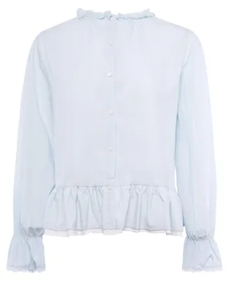 Produktbild von Damen Bluse aus 50% Baumwolle und 50% Polyester in der Farbe Blau in Größe S