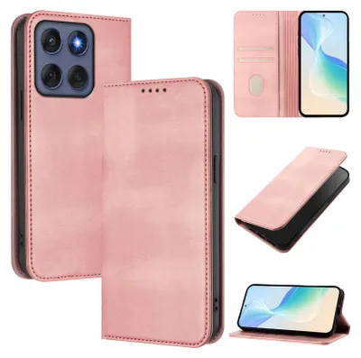 Immagine prodotto di Custodia per Motorola Edge 60 Fusion, custodia in pelle vintage con protezione RFID, slot per schede, supporto Rosa