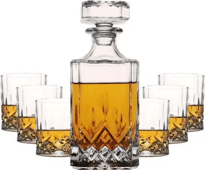 Obrázek produktu pro Nerezová karafa na whisky se 6 sklenicemi na bourbon