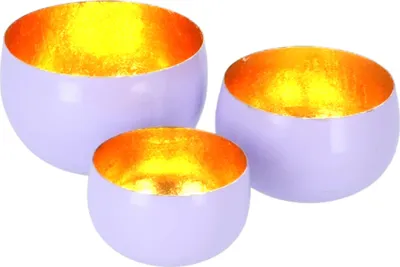 Produktbild von Marrakesch 3er Set Teelichthalter aus Metall 13,5 cm groß Flieder | 3 x Windlicht als Frühling Wohnzimmer Tisch Deko | Exquisite Bunte Windlichter für Teelichter als Osterdeko Dekoartikel