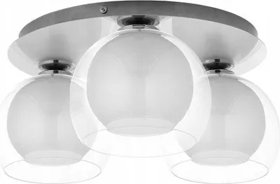 Zdjęcie produktu dla Lampa sufitowa srebrna 22x52cm 3 biało-transparentne szklane klosze Venezia