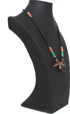 Produktbild von elegante Schmuckbüste Dekobüste Schmuckhalter Kettenhalter Kunstleder schwarz H34