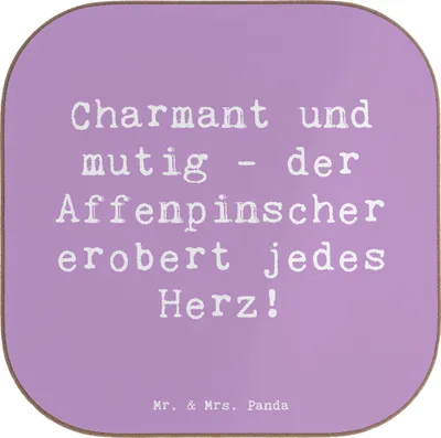 Produktbild von Mr. & Mrs. Panda Holzuntersetzer Spruch Affenpinscher Charmeur - Lavendeltraum - Geschenk, Coaster, charismatischer Hund, Rattenfänger, Hunderassen Eigenschaften, Hunde