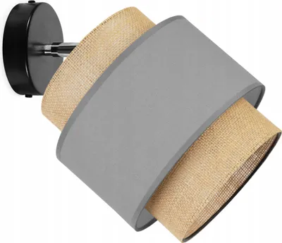Produktbild von Boho Deckenbeleuchtung Lampen Deckenlampen - Deckenlampe Industrial - Pendelleuchte aus Metall und Stoff - 1-Flammig - Grau und Jute
