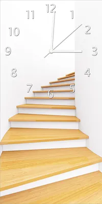 Produktbild von Wallario Design Wanduhr Wendeltreppe aus hellem Holz aus Echtglas, Größe 30 x 60 cm