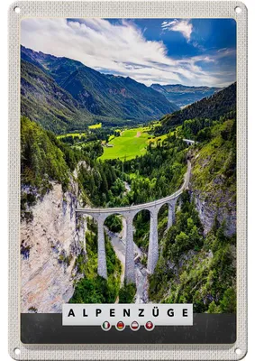 Produktbild von Blechschild Reise 20x30cm Alpenzüge Schweiz Österreich Natur