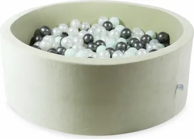 Produktbild von Bällebad 110x40 Samtig weich Hellmint – Mit 500 Bällen / Perlmutt, Hellmint, Metallic-Graphit