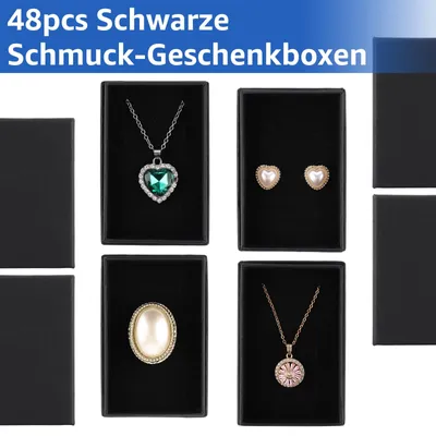 Produktbild von Schmuckschachteln 5x8x3 cm, 48 Stück, schwarz, Pappe, für Ringe